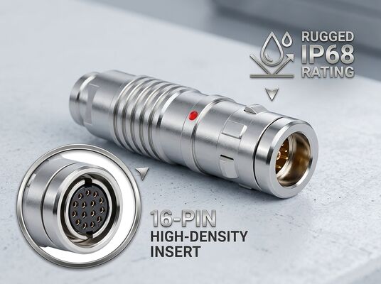 20000 Mating Cycles Stainless Steel Shell Push Pull Circular Connector for HDTV Camera Push Pull Connector