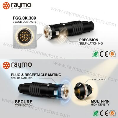 FGG.0K.309 0K Series 9 Pin Push Pull Circular Connector Lemo Compatible Straight Plug