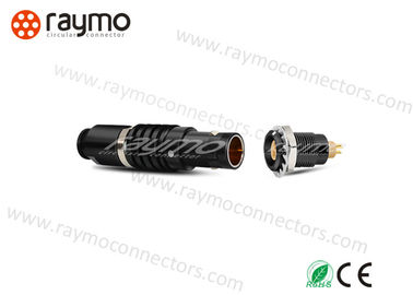 Automotive Circular Push Pull Connectors , Metal Cable Connectors Black Shell