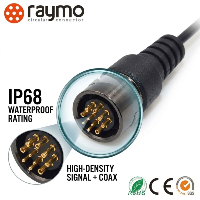 2B 10pin Mixed Coaxial Signal Circular Push Pull Connector IP68 Lemo Compatible Self Latching Plug