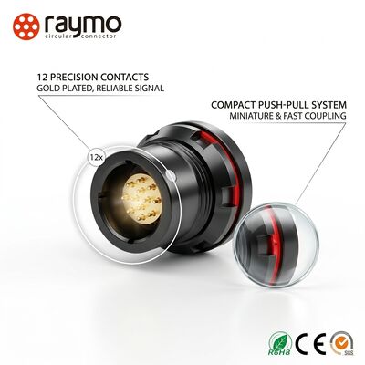 AMC Series Miniature Circular Push Pull Connector 12 Pin Quick Coupling for Medical Devices